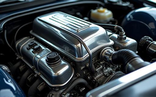 Engine bay gleaming after detailed cleaning